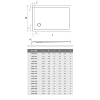 Dušo padėklas Roth FLAT STONE 1000×900., baltas - 2