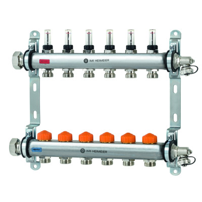 Grindinio šildymo kolektorius reguliuojamas su srauto reguliatoriais 6 žiedų TA HYDRONICS Dynacon Eclipse