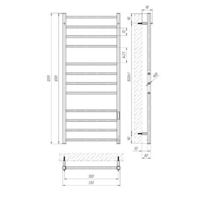Džiovintuvas Laris Imidz C12, 500x1200, baltas matinis, pajungimas ir valdymas dešinėje Džiovintuvas Laris Imidz C12, 500x1200, baltas matinis, pajungimas ir valdymas dešinėje