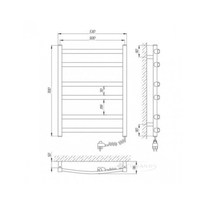 Džiovintuvas Laris Atlant C8, 500x900, juodas matinis, pajungimas ir valdymas kairėje Džiovintuvas Laris Atlant C8, 500x900, juodas matinis, pajungimas ir valdymas kairėje