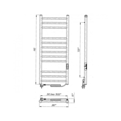Džiovintuvas Laris Imidz C12, 350x900, juodas matinis, pajungimas ir valdymas dešinėje Džiovintuvas Laris Imidz C12, 350x900, juodas matinis, pajungimas ir valdymas dešinėje