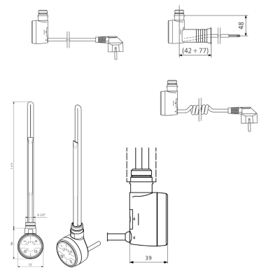 Elektrinis tenas Terma MOA600SWCHR, chromuotas, 600W, suktas laidas Elektrinis tenas Terma MOA600SWCHR, chromuotas, 600W, suktas laidas