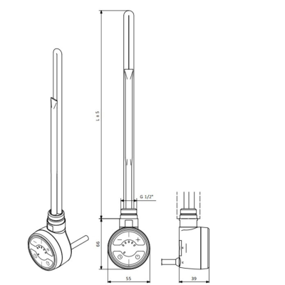 Elektrinis tenas Terma MOA600SWCHR, chromuotas, 600W, suktas laidas Elektrinis tenas Terma MOA600SWCHR, chromuotas, 600W, suktas laidas