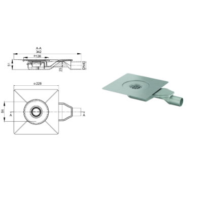 Trapo MG apatinė dalis su sifonu horizontali DN 40, H-51mm