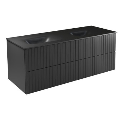 „Akya Linea 131“ tualetinio staliuko komplektas „gun metal“ spalvos su integruotu dvigubu praustuvu „gun metal“ spalvos