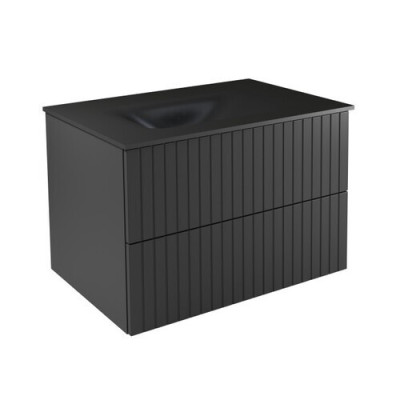 „Akya Linea“ tualetinio staliuko komplektas „gun metal“ spalvos su integruotu „gun metal“ spalvos praustuvu