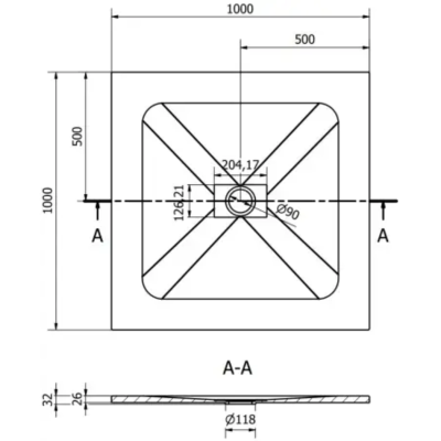 Dušo padėklas Mexen Hugo kvadratinis SMC 100 x 100 cm, 42701010 cm, juodas Dušo padėklas Mexen Hugo kvadratinis SMC 100 x 100 cm, 42701010 cm, juodas