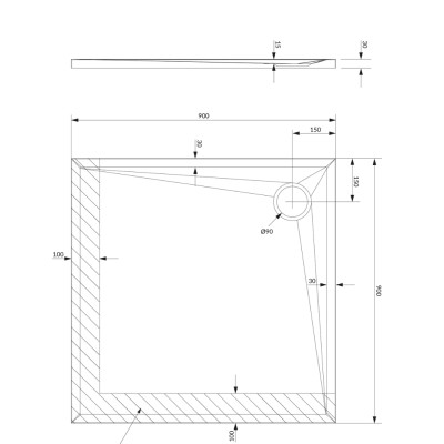 Kompozitinis dušo padėklas OMNIRES STONE 90 x 90 cm, juodas matinis, kvadratinis Kompozitinis dušo padėklas OMNIRES STONE 90 x 90 cm, juodas matinis, kvadratinis
