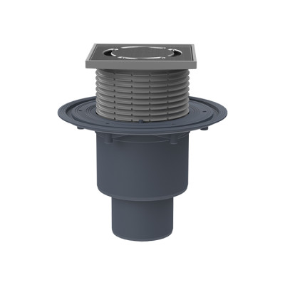 Trapas vidaus patalpoms DN50/75/110 vertikalus su vandens sifonu 123x123mm/115x115mm