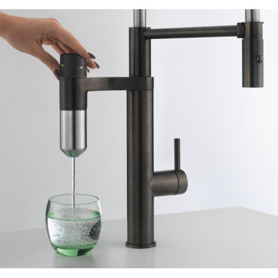 Plautuvės maišytuvas Franke VITAL su filtru ir ištraukiama žarna, Juoda/Nerūd. plieno
