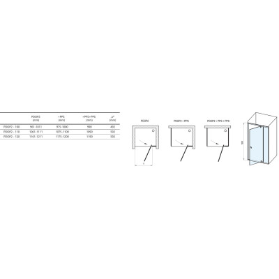 Ravak Pivot PDOP2+PPS+PPS dušo sienelė 80x100, chromuota/stiklas Transparent Ravak Pivot PDOP2+PPS+PPS dušo sienelė 80x100, chromuota/stiklas Transparent