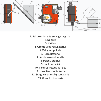 Granulinis Katilas Kalvis K2-16 NDG 5-16kW, universalus Granulinis Katilas Kalvis K2-16 NDG 5-16kW, universalus
