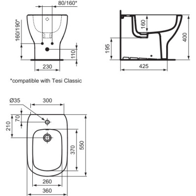 Bidė Ideal Standard Tesi, pastatoma, nuotrauka 2