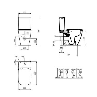 Bakelis WC Ideal Standard i.Life, vandens įvadas apačioje - 2