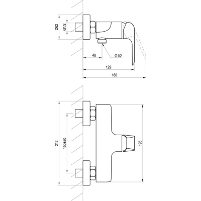 Sieninis dušo maišytuvas Flat, juodas