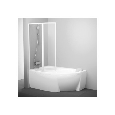 Vonios sienelė Ravak VSK2 Rosa-170 K, balta/skaidrus stiklas