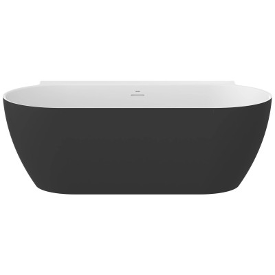 Laisvai pastatoma vonia Ravak Freedom Wall II Tec, 170x87 cm, Juoda/balta, sifono dangtelis juodos spalvos