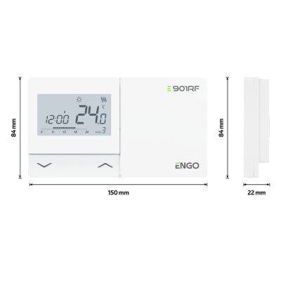 ENGO E901-RF programuojamas belaidis termostatas, baltas ENGO E901-RF programuojamas belaidis termostatas, baltas