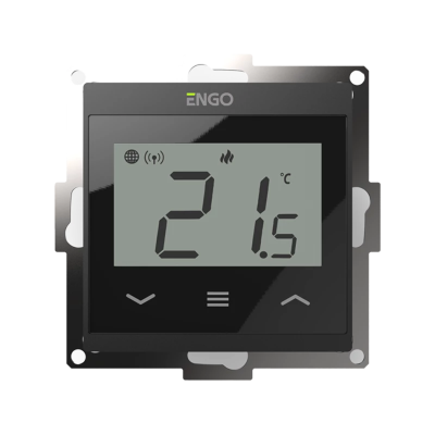 ENGO E55-B Wi-Fi termostatas E55-B, tinkamas jungiklio rėmeliui, juodas ENGO E55-B Wi-Fi termostatas E55-B, tinkamas jungiklio rėmeliui, juodas