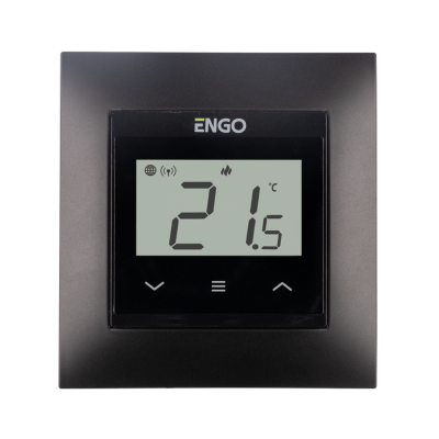 ENGO E55-B Wi-Fi termostatas E55-B, tinkamas jungiklio rėmeliui, juodas ENGO E55-B Wi-Fi termostatas E55-B, tinkamas jungiklio rėmeliui, juodas