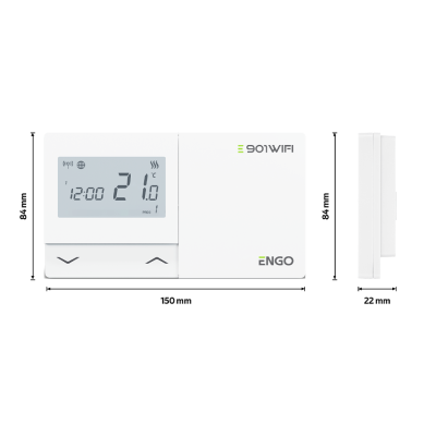 ENGO E901-WIFI termostatas belaidis su rele, baltas ENGO E901-WIFI termostatas belaidis su rele, baltas