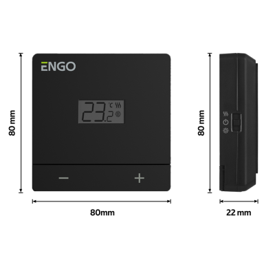 ENGO EASY-230B laidinis virštinkinis termostatas 230V, juodas ENGO EASY-230B laidinis virštinkinis termostatas 230V, juodas