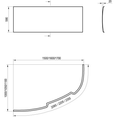 Priekinė apdailos plokštė Ravak Asymmetric 170 D, sniego baltumo Priekinė apdailos plokštė Ravak Asymmetric 170 D, sniego baltumo