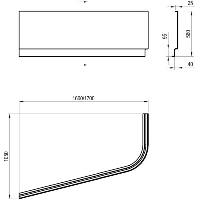 Priekinė apdailos plokštė Ravak Chrome 170 D, balta