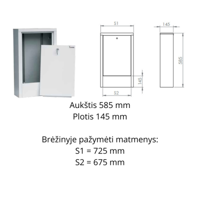 Kolektorinė potinkinė spintelė 2-4 žiedų kolektoriui, cinkuota skarda „Sigma-Li SZP-1“ Kolektorinė potinkinė spintelė 2-4 žiedų kolektoriui, cinkuota skarda „Sigma-Li SZP-1“