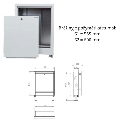 Kolektorinė potinkinė spintelė 7-8 žiedų kolektoriui, cinkuota skarda „Sigma-Li SZP-3“ Kolektorinė potinkinė spintelė 7-8 žiedų kolektoriui, cinkuota skarda „Sigma-Li SZP-3“