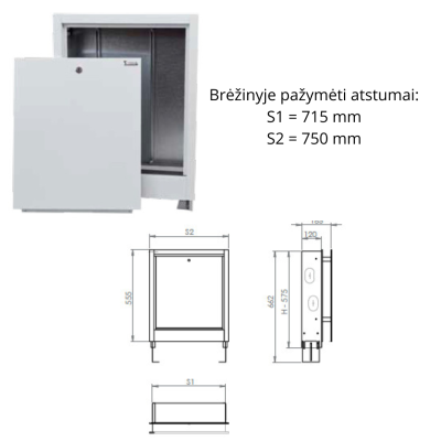 Kolektorinė potinkinė spintelė 9-10 žiedų kolektoriui, cinkuota skarda „Sigma-Li SZP-4“ Kolektorinė potinkinė spintelė 9-10 žiedų kolektoriui, cinkuota skarda „Sigma-Li SZP-4“