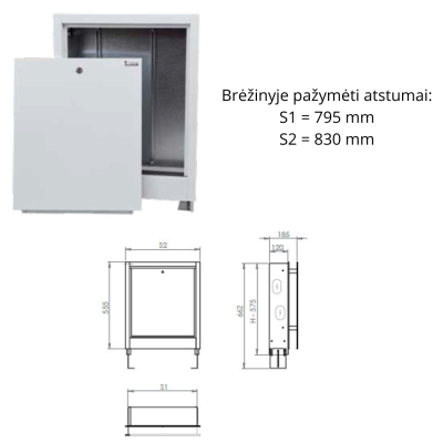 Kolektorinė potinkinė spintelė 11-12 žiedų kolektoriui, cinkuota skarda „Sigma-Li SZP-5“ Kolektorinė potinkinė spintelė 11-12 žiedų kolektoriui, cinkuota skarda „Sigma-Li SZP-5“