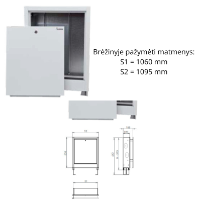 Kolektorinė potinkinė spintelė 15-16 žiedų kolektoriui, cinkuota skarda „Sigma-Li SZP-7“ Kolektorinė potinkinė spintelė 15-16 žiedų kolektoriui, cinkuota skarda „Sigma-Li SZP-7“