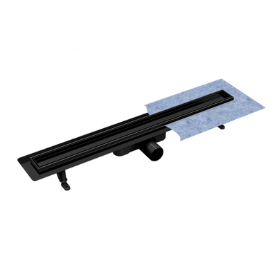 Dušo latakas Besco Virgo Nero Duo, 70 cm su įklijuojama plytele, juodas matinis