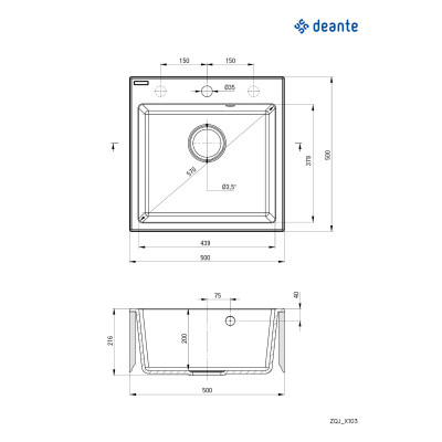 1-kamerė granito plautuvė - 2