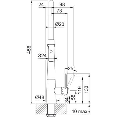 Plautuvės maišytuvas Franke Icon su ištraukiama žarna ir jungikliu, juoda