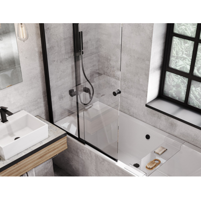 Vonios sienelė stumdoma Besco Easy Slide 100, juoda, 2 dalių Vonios sienelė stumdoma Besco Easy Slide 100, juoda, 2 dalių