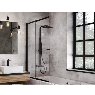 Vonios sienelė stumdoma Besco Easy Slide 100, juoda, 2 dalių Vonios sienelė stumdoma Besco Easy Slide 100, juoda, 2 dalių