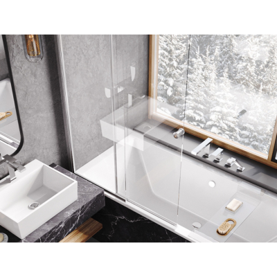 Vonios sienelė stumdoma Besco Easy Slide 100, juoda, 2 dalių Vonios sienelė stumdoma Besco Easy Slide 100, juoda, 2 dalių