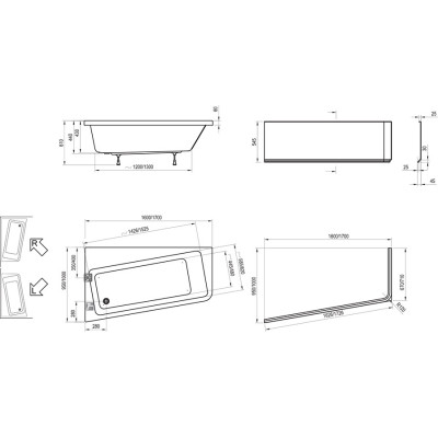 Kampinė vonia Ravak Chrome  170x105 K, balta