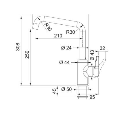 Plautuvės maišytuvas Franke Urban su fiksuotu snapu, onykso juoda