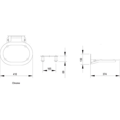 Dušo sėdynė Ravak Chrome, ovali, B8F0000029, clear/nerūdijantis plienas - 5