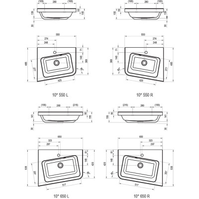 Pakabinamas arba baldinis praustuvas Ravak 10° 55x48,5 cm K, baltas Pakabinamas arba baldinis praustuvas Ravak 10° 55x48,5 cm K, baltas