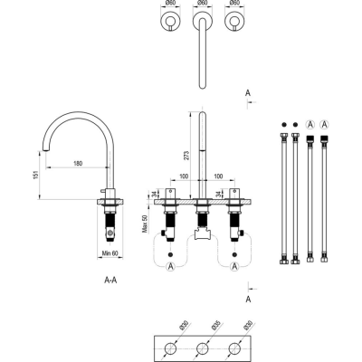 Praustuvo maišytuvas Ravak Espirit, 270 mm, juodas matinis - 4