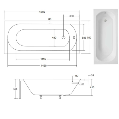 Vonia Besco Modern WAIN-160-PK, su kojom, 160x75