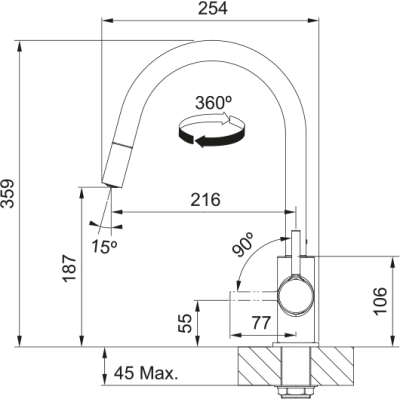 Plautuvės maišytuvas Franke Lina su ištraukiama žarna, kašmyro