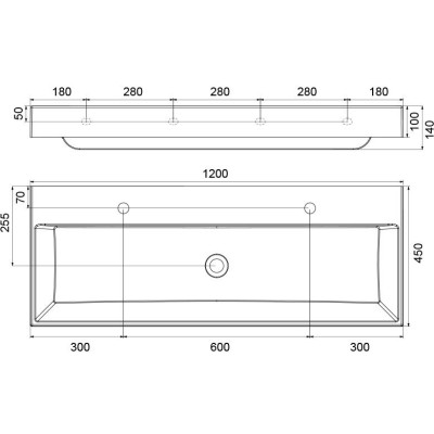 Pakabinamas arba baldinis dvigubas praustuvas Ravak Natural 120x45 cm, baltas Pakabinamas arba baldinis dvigubas praustuvas Ravak Natural 120x45 cm, baltas