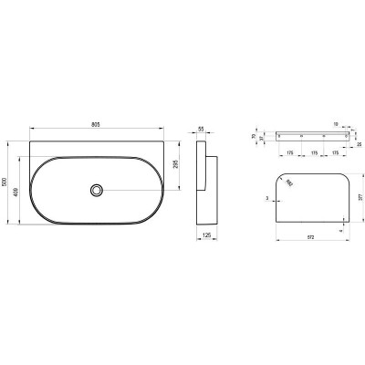 Pakabinamas praustuvas Ravak Yard 80x50 cm, baltas