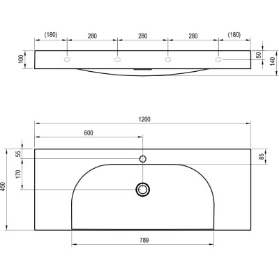 Pakabinamas arba baldinis praustuvas Ravak Lite 120x45 cm, baltas Pakabinamas arba baldinis praustuvas Ravak Lite 120x45 cm, baltas