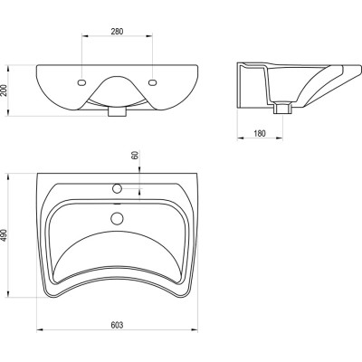 Pakabinamas praustuvas Ravak Safe 63,8x49 cm, baltas